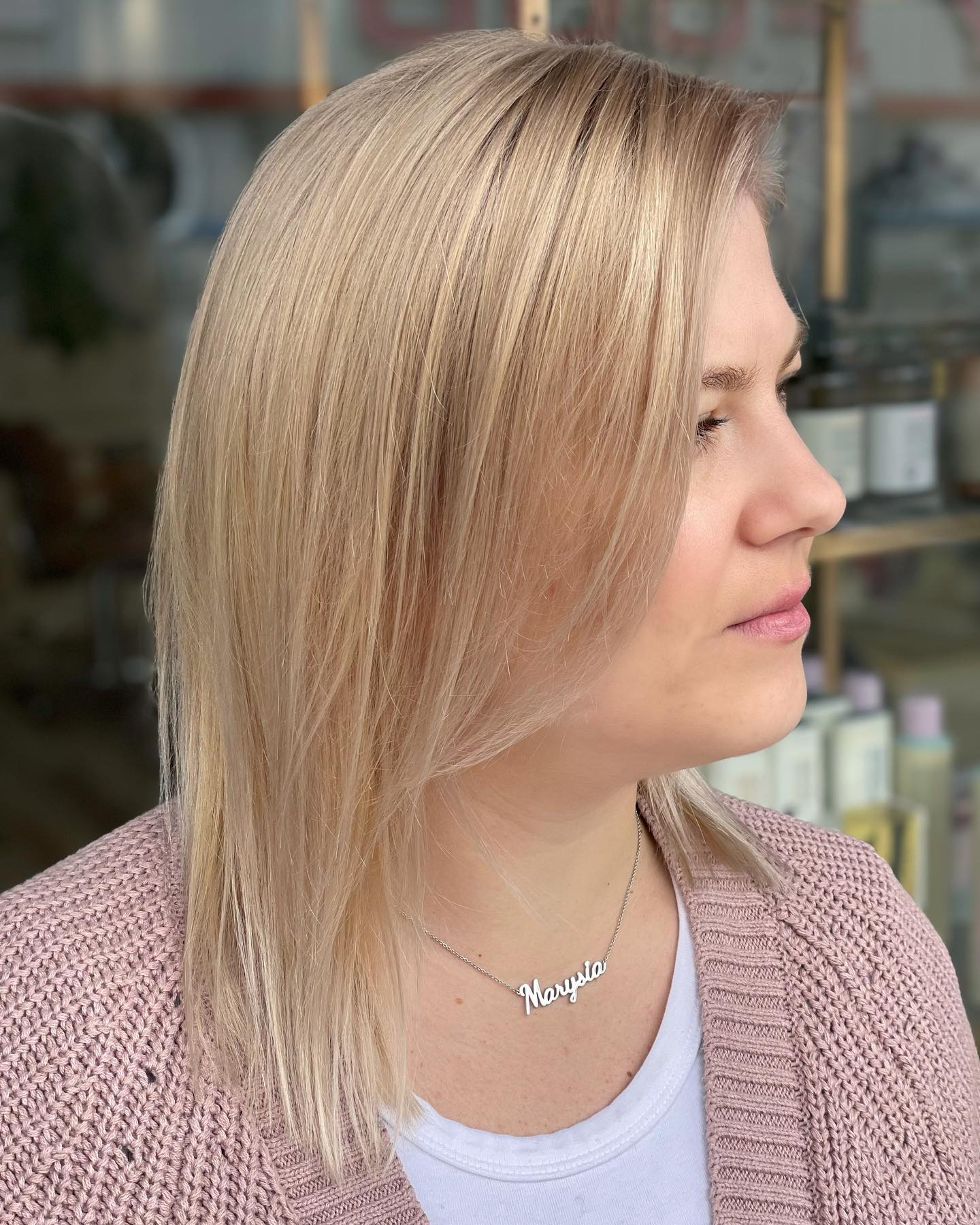 Chic Light Blonde Long Bob with Subtle Textured Layers