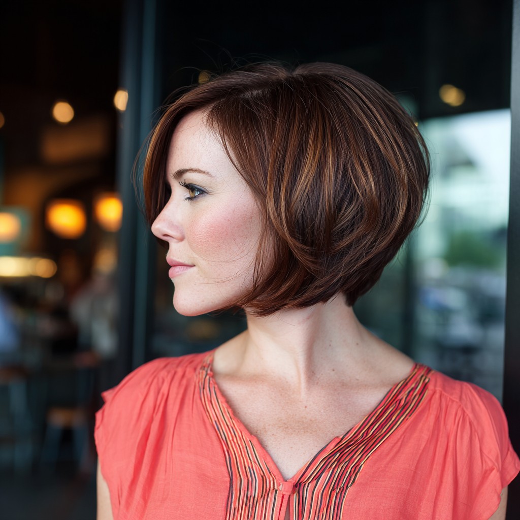 Chic Rich Auburn Inverted Bob with Textured Layers