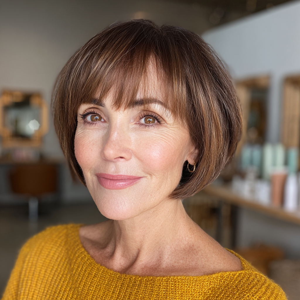 Chic Rounded Bob with Soft Bangs