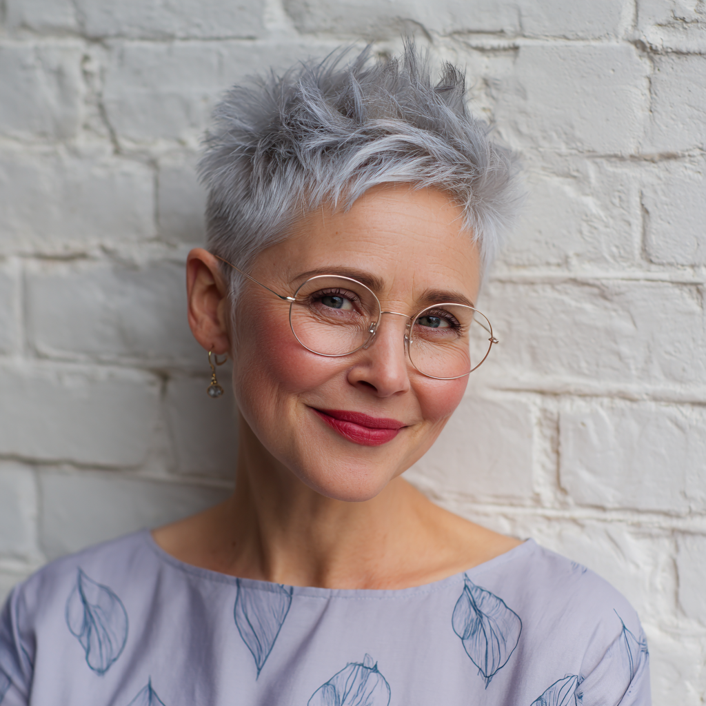 Chic Silver Textured Pixie Cut