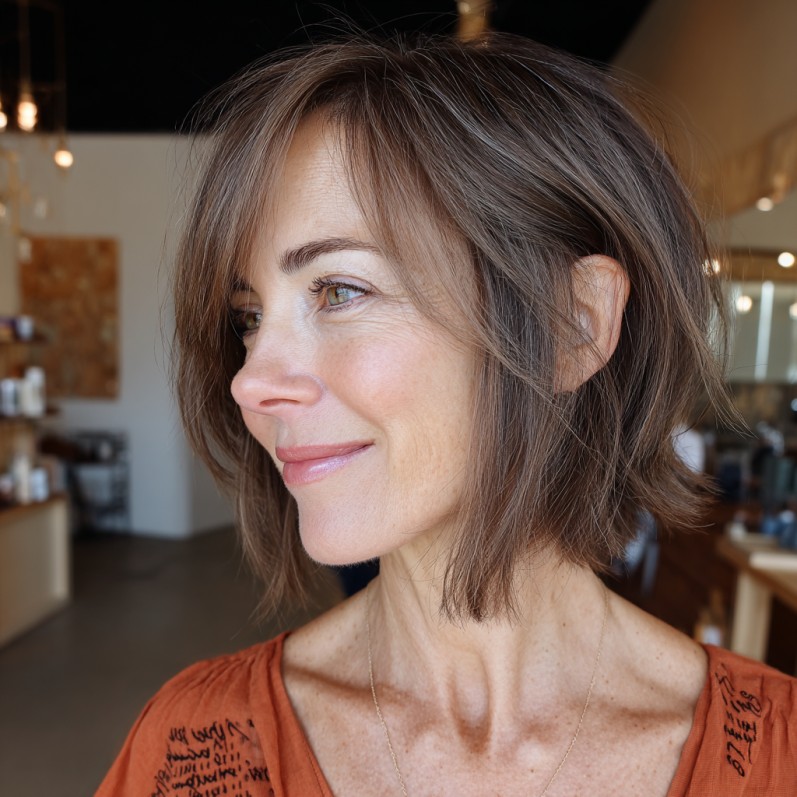 Chic Textured A-Line Bob with Soft Face-Framing Layers