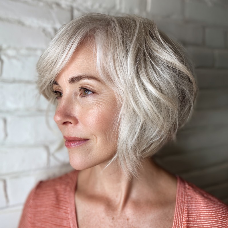 Chic Textured A-Line Bob with Soft Waves