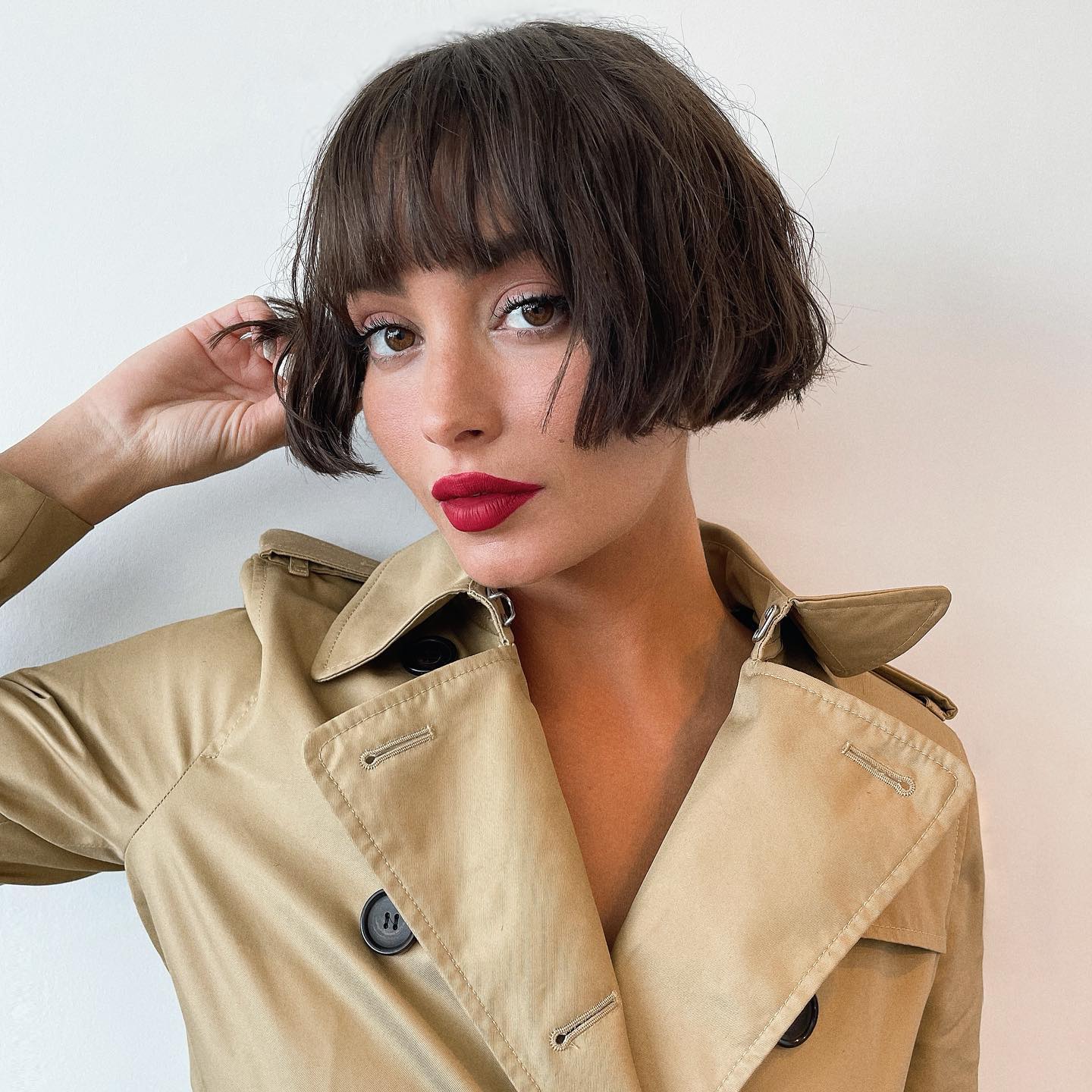 Chic Textured Bob with Blunt Bangs