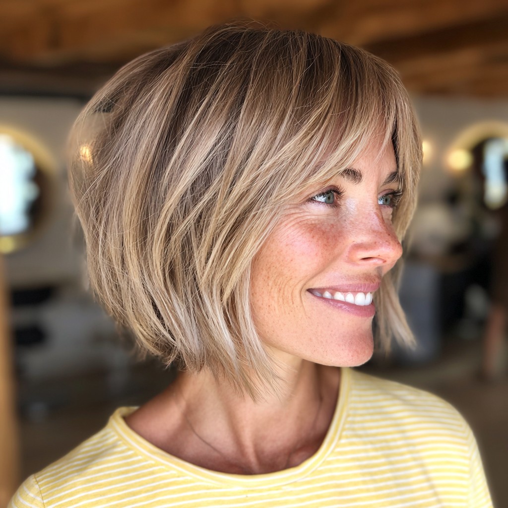 Chic Textured Inverted Bob with Face-Framing Layers