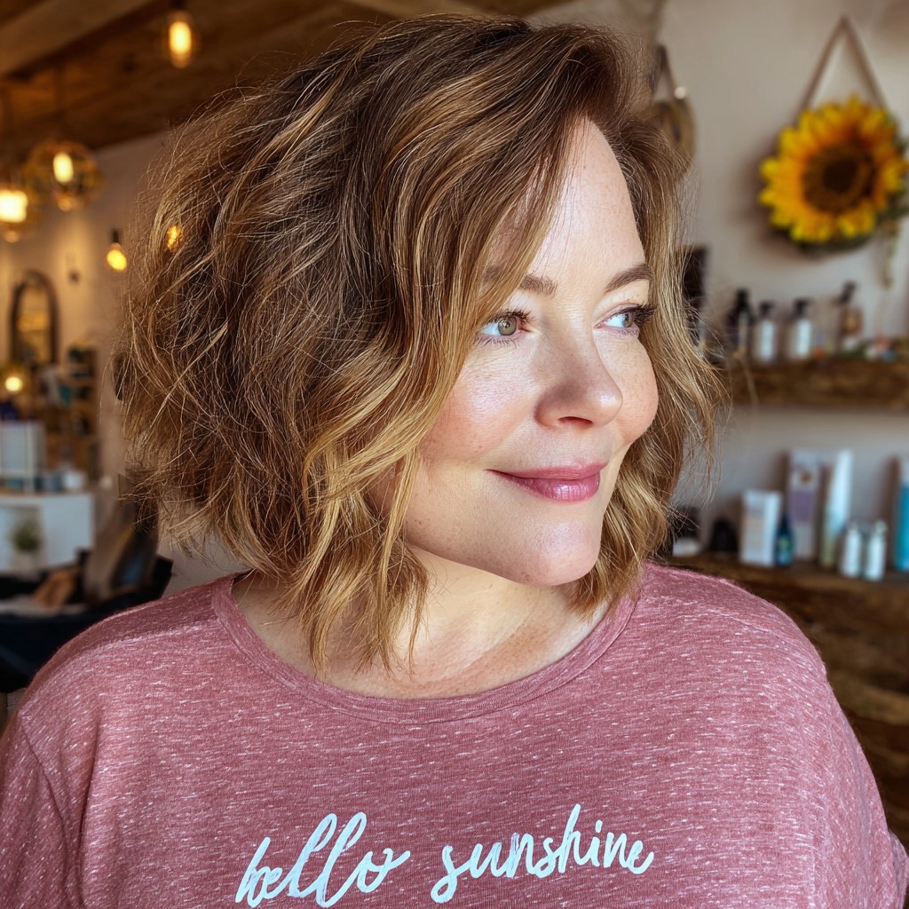 Chic Textured Inverted Bob with Soft Waves
