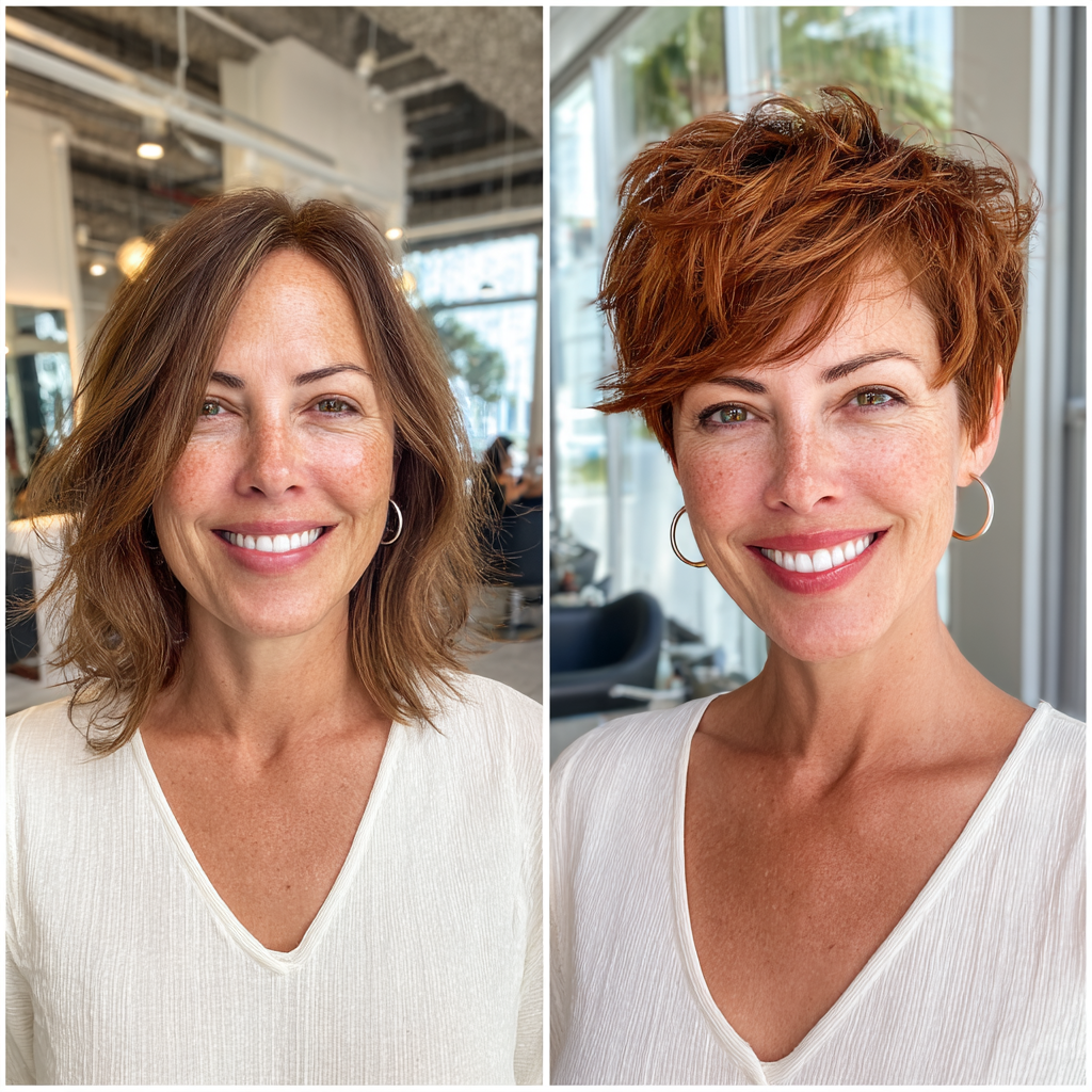 Chic Textured Pixie with Fiery Copper Highlights
