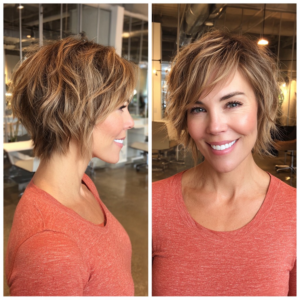 Chic Textured Short Bob with Soft Highlights