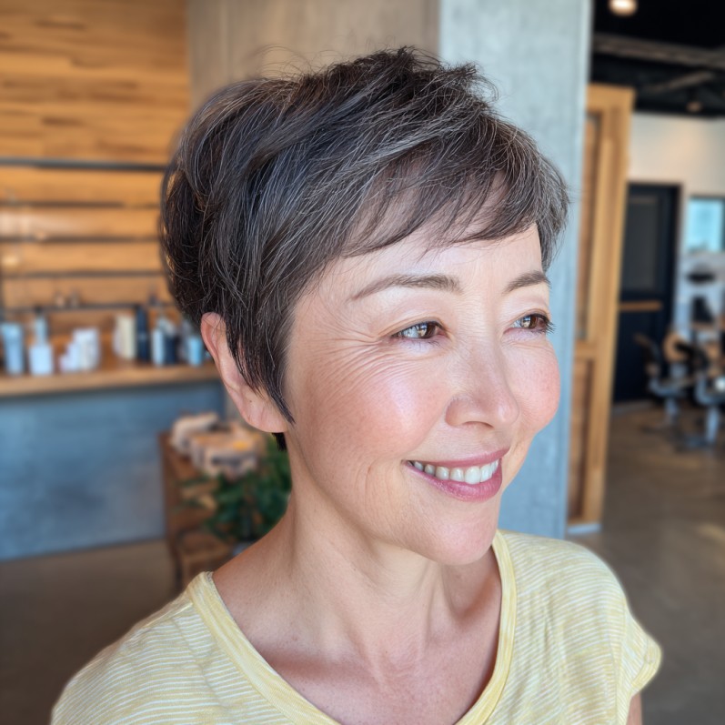 Chic Textured Short Pixie with Subtle Highlights