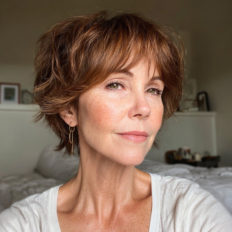 Chic Tousled Layered Short Cut with Subtle Highlights