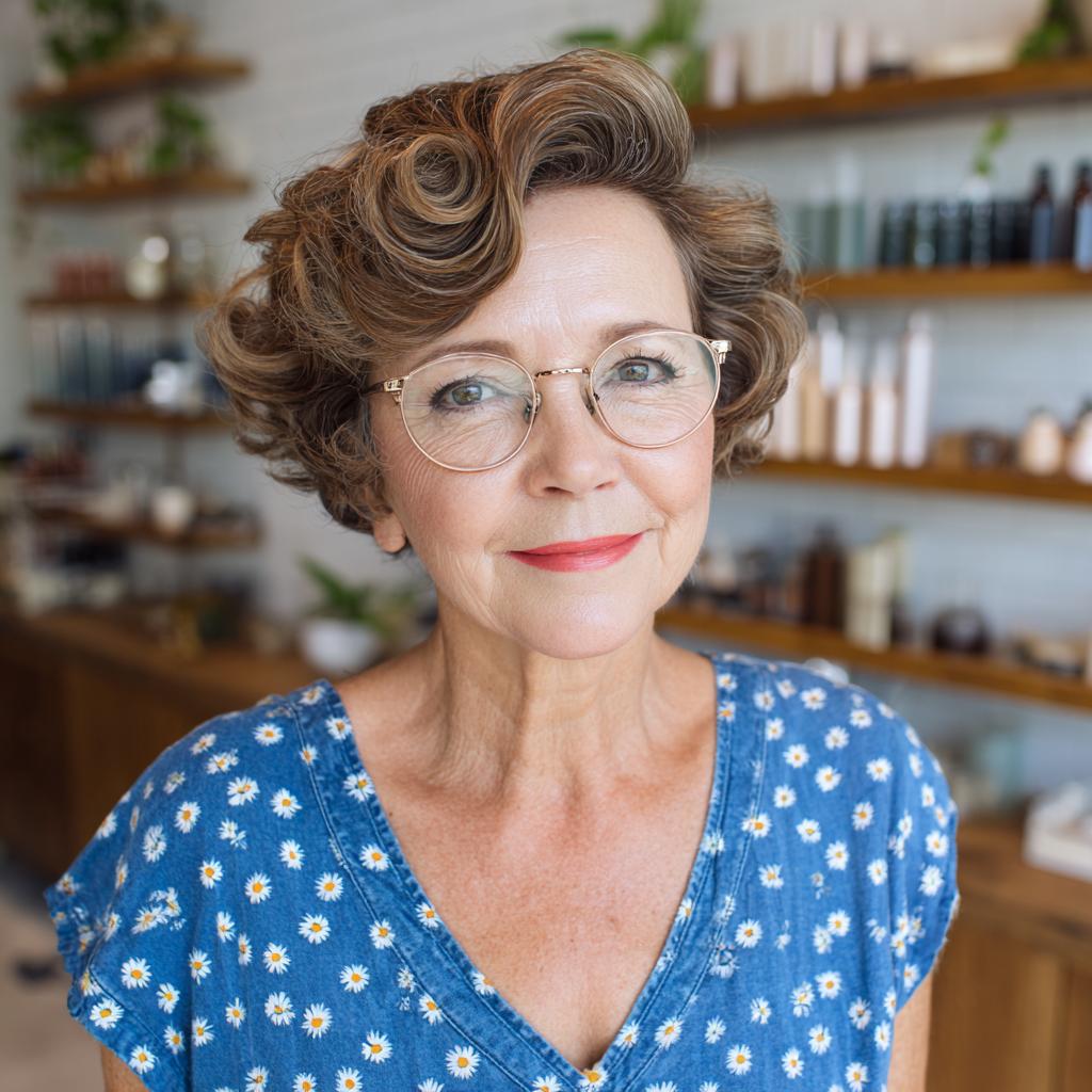 Chic Vintage Curly Bob with Defined Curls