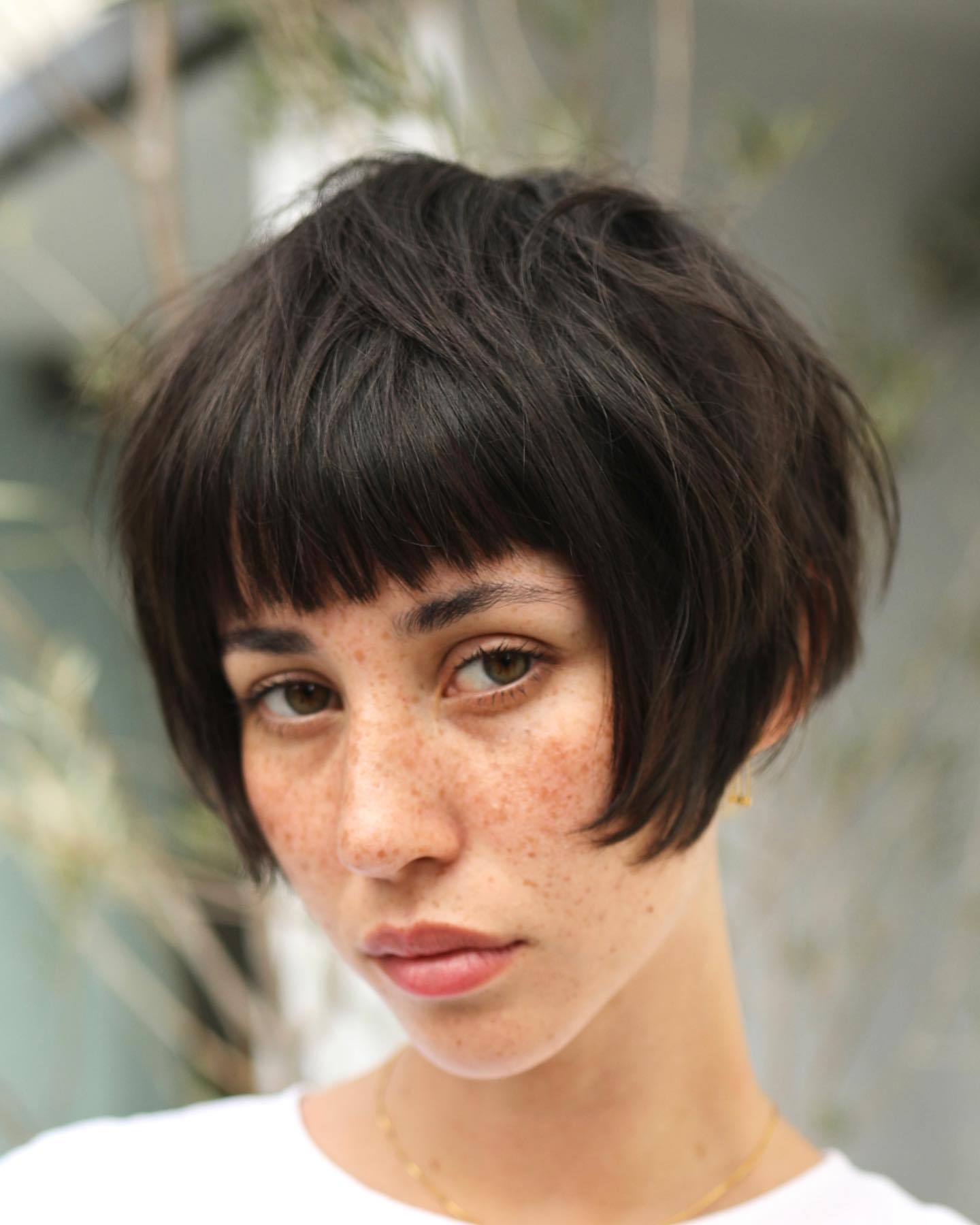 Choppy Textured Bob with Blunt Bangs