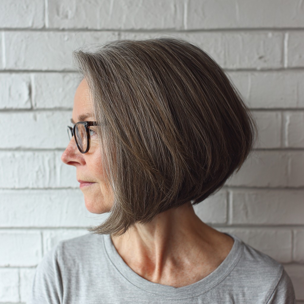 Classic Gray Inverted Bob with Subtle Volume
