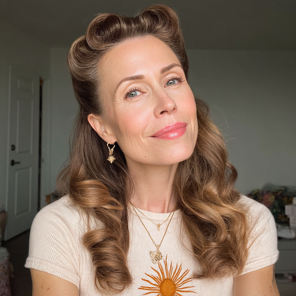 Classic Retro Victory Rolls with Loose Waves