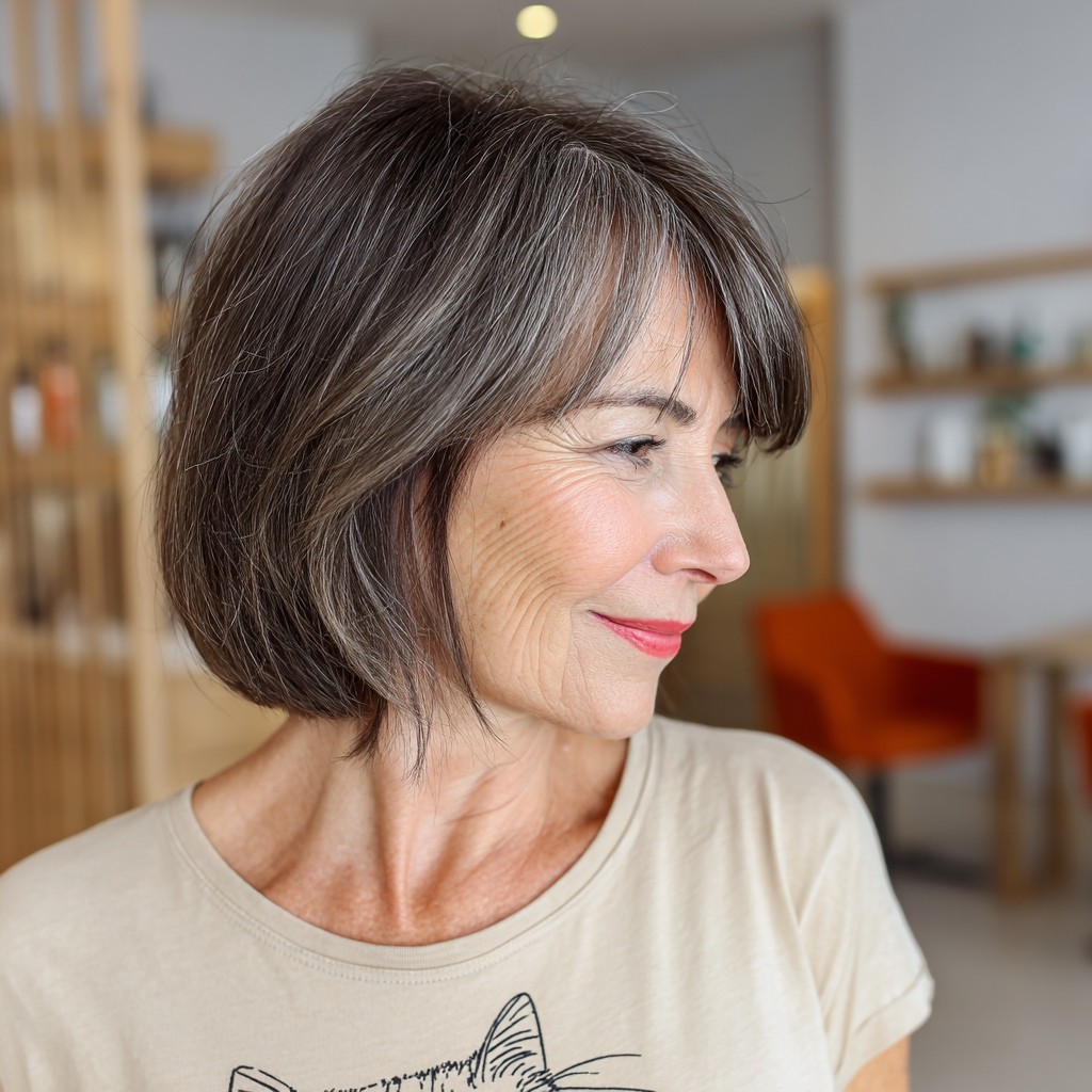 Effortlessly Chic Textured Bob with Soft Bangs