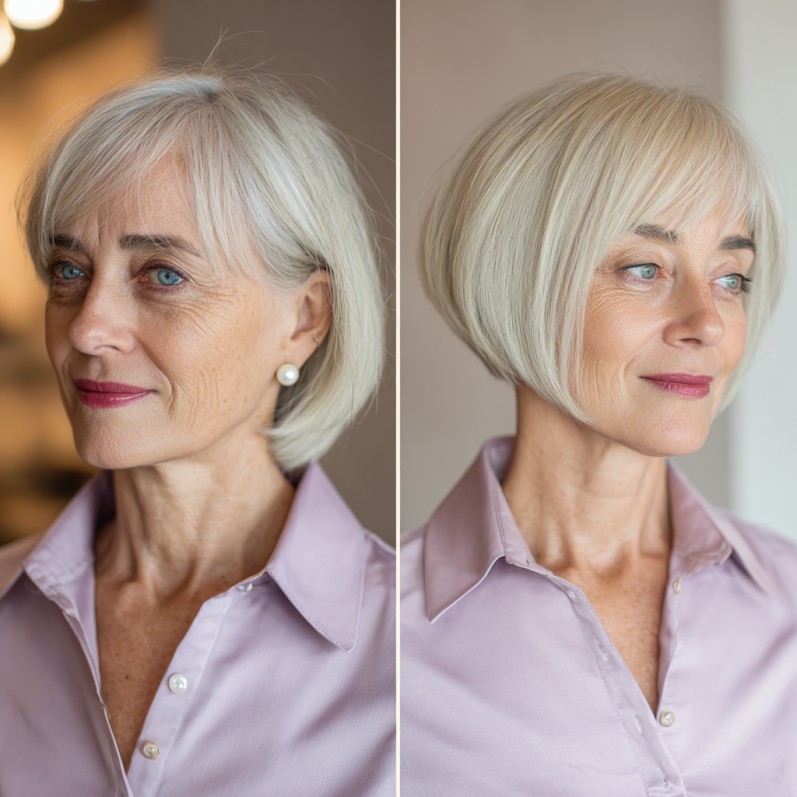 Elegant Silvery A-Line Bob with Subtle Layers