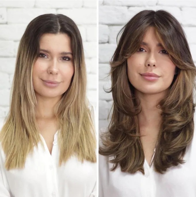 Layered Cut with Soft, Face-Framing Bangs