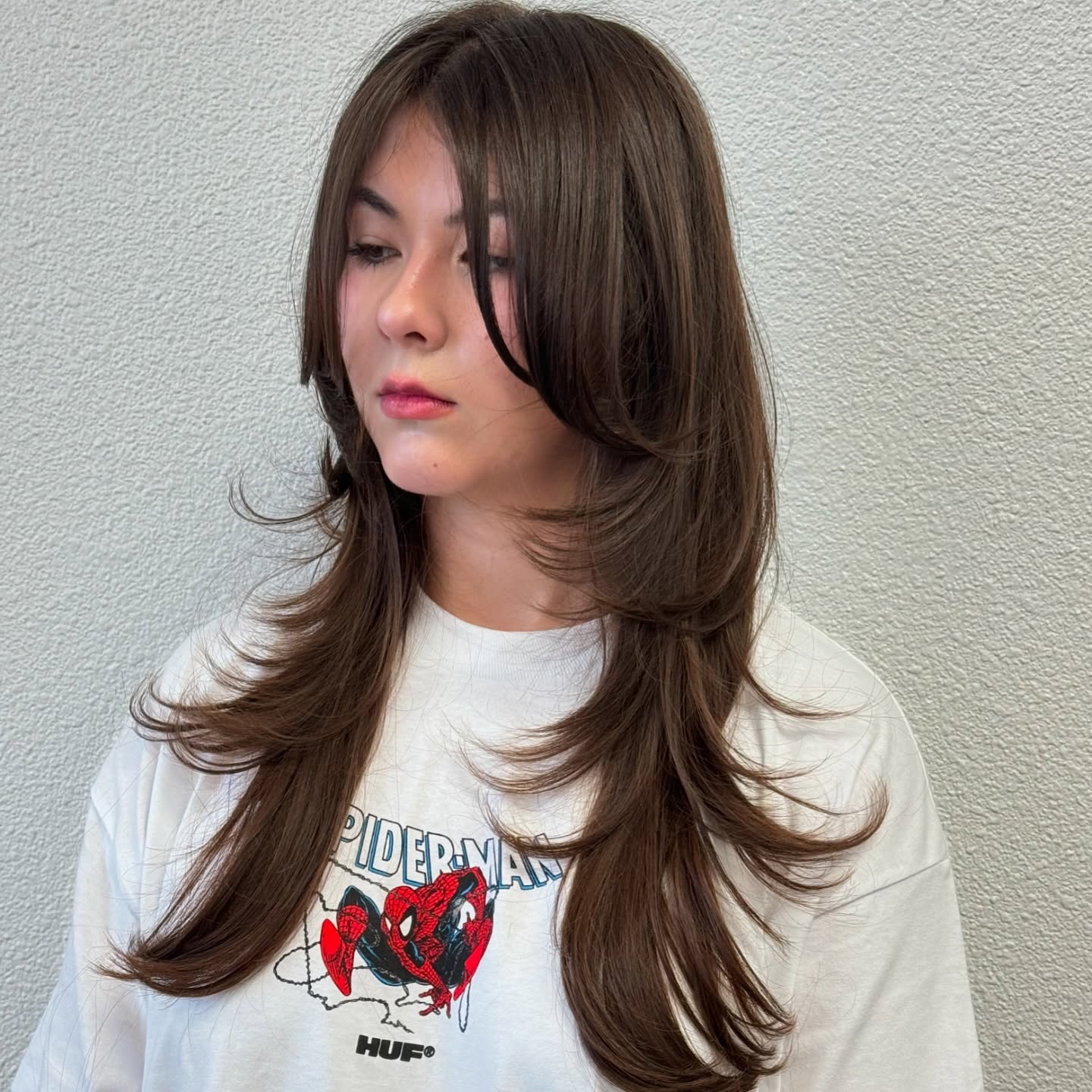 Modern Long Layered Hush Cut with Face-Frame Wisps