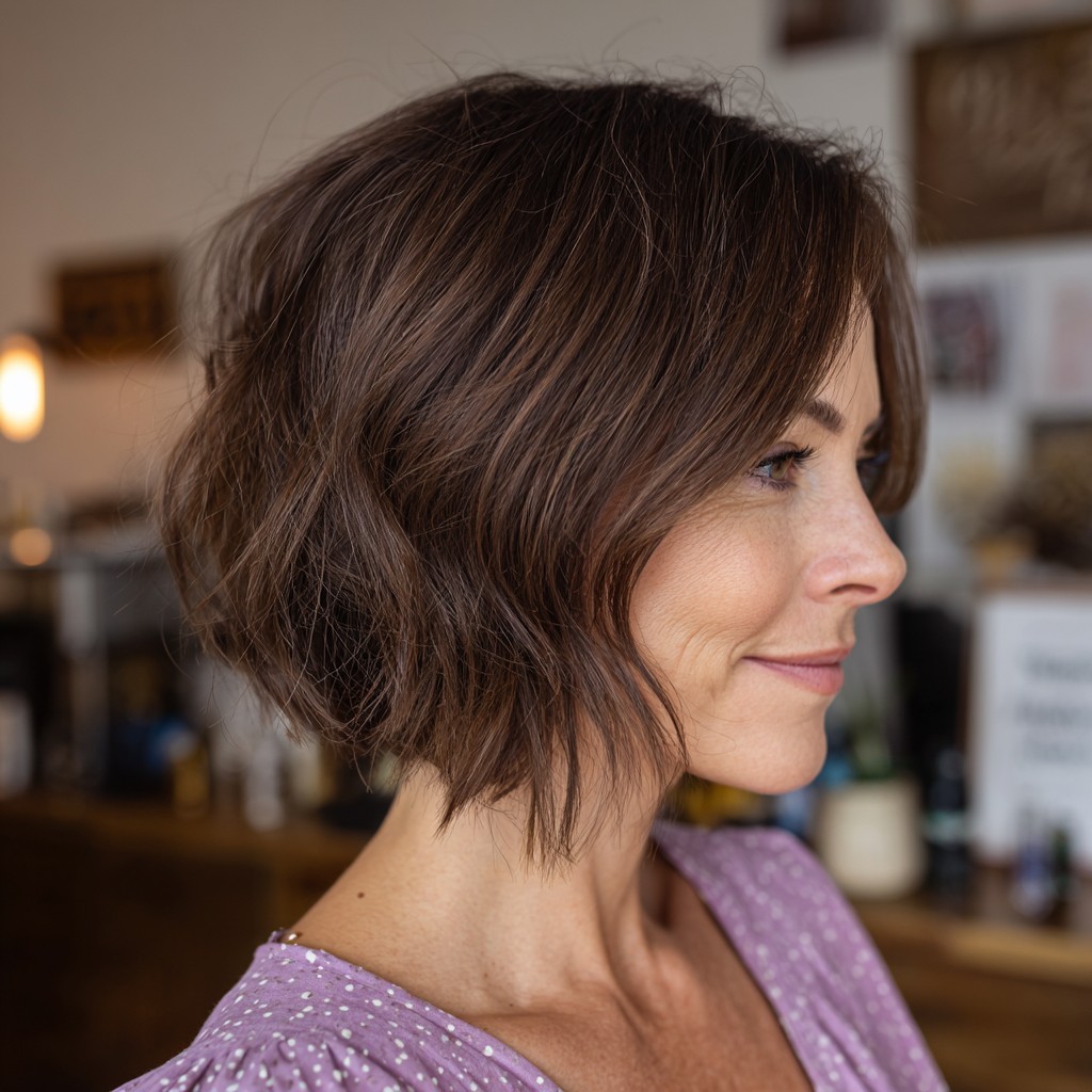 Modern Textured Inverted Bob with Soft Waves