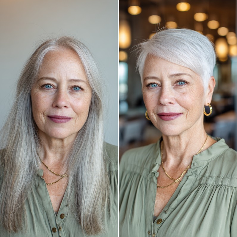 Polished Silver Pixie Cut with Subtle Layers
