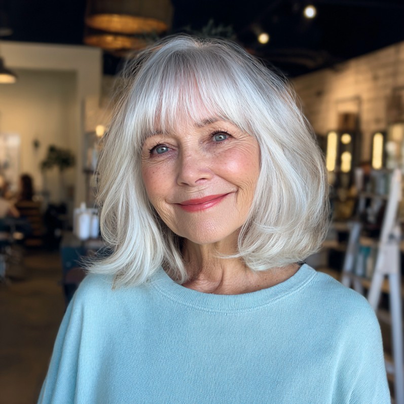 Radiant Textured Blunt Bangs with Soft Bob