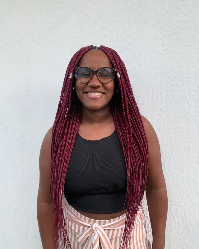 Rich Burgundy Box Braids with Distinctive Length and Glossy Finish