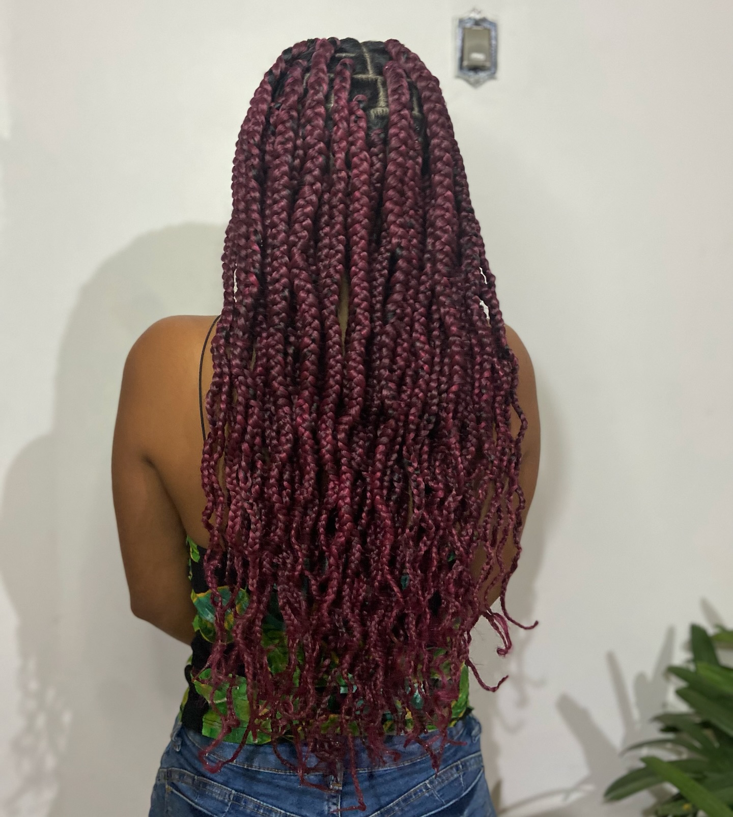 Rich Burgundy Box Braids with Lush Length