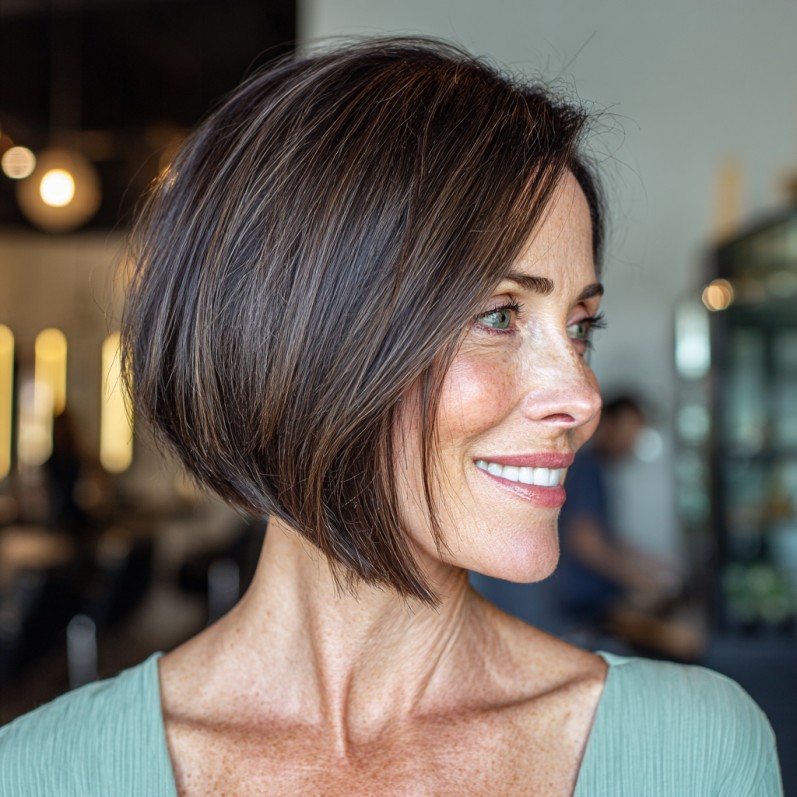 Sleek A-Line Bob with Subtle Caramel Undertones
