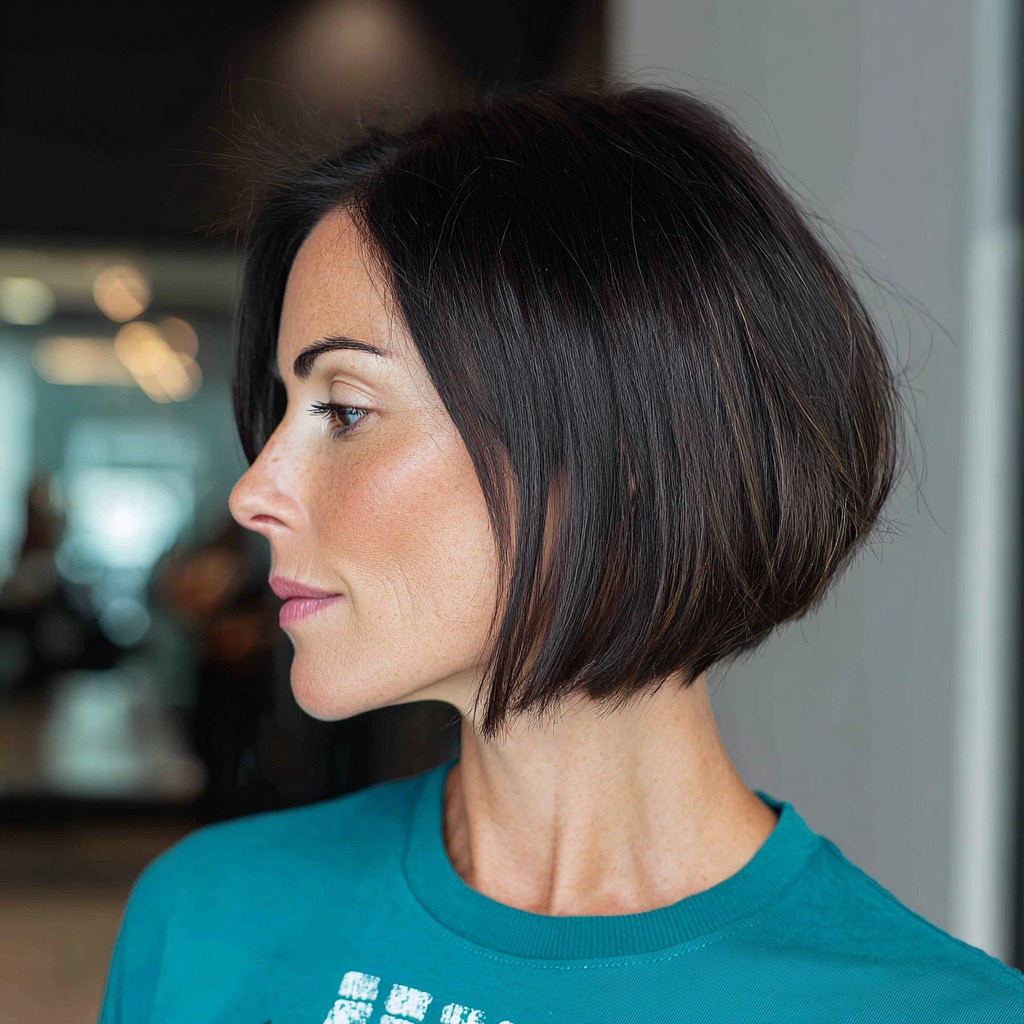 Sleek Asymmetrical Inverted Bob with Subtle Layering