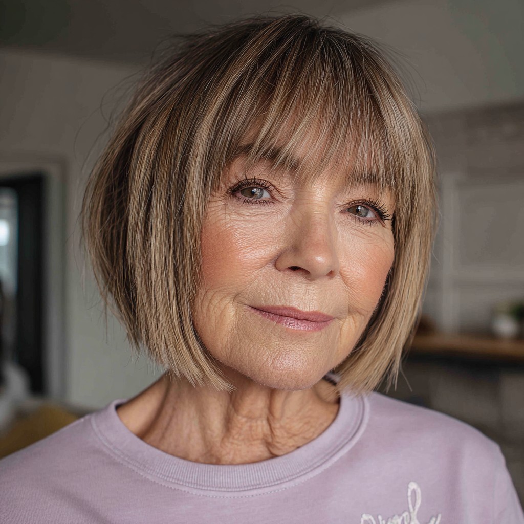 Sleek Blunt Bob with Soft Bangs