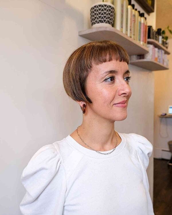 Sleek Bob with Blunt Fringe and Subtle Volume