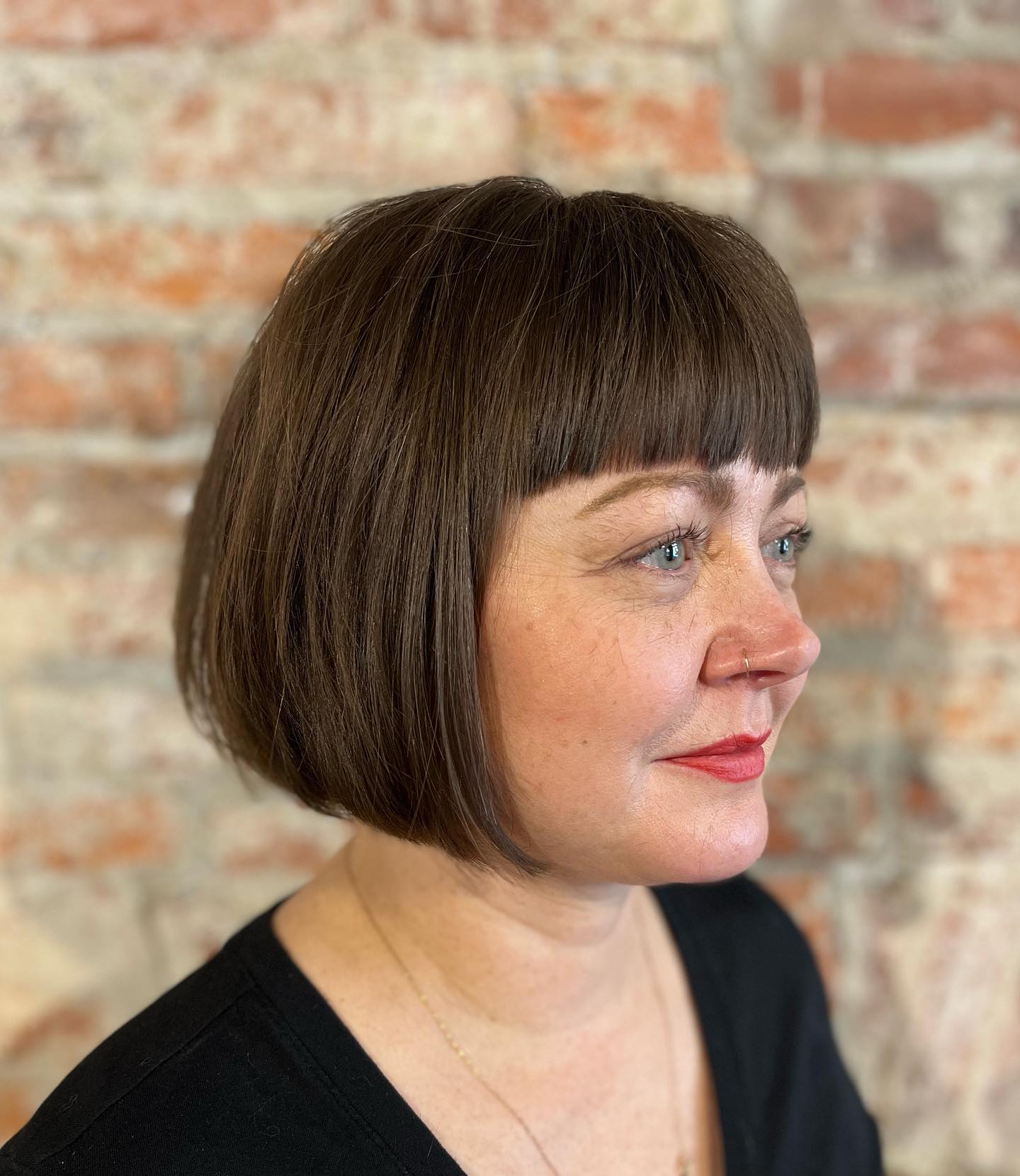 Sleek Classic Pageboy Bob with Blunt Bangs
