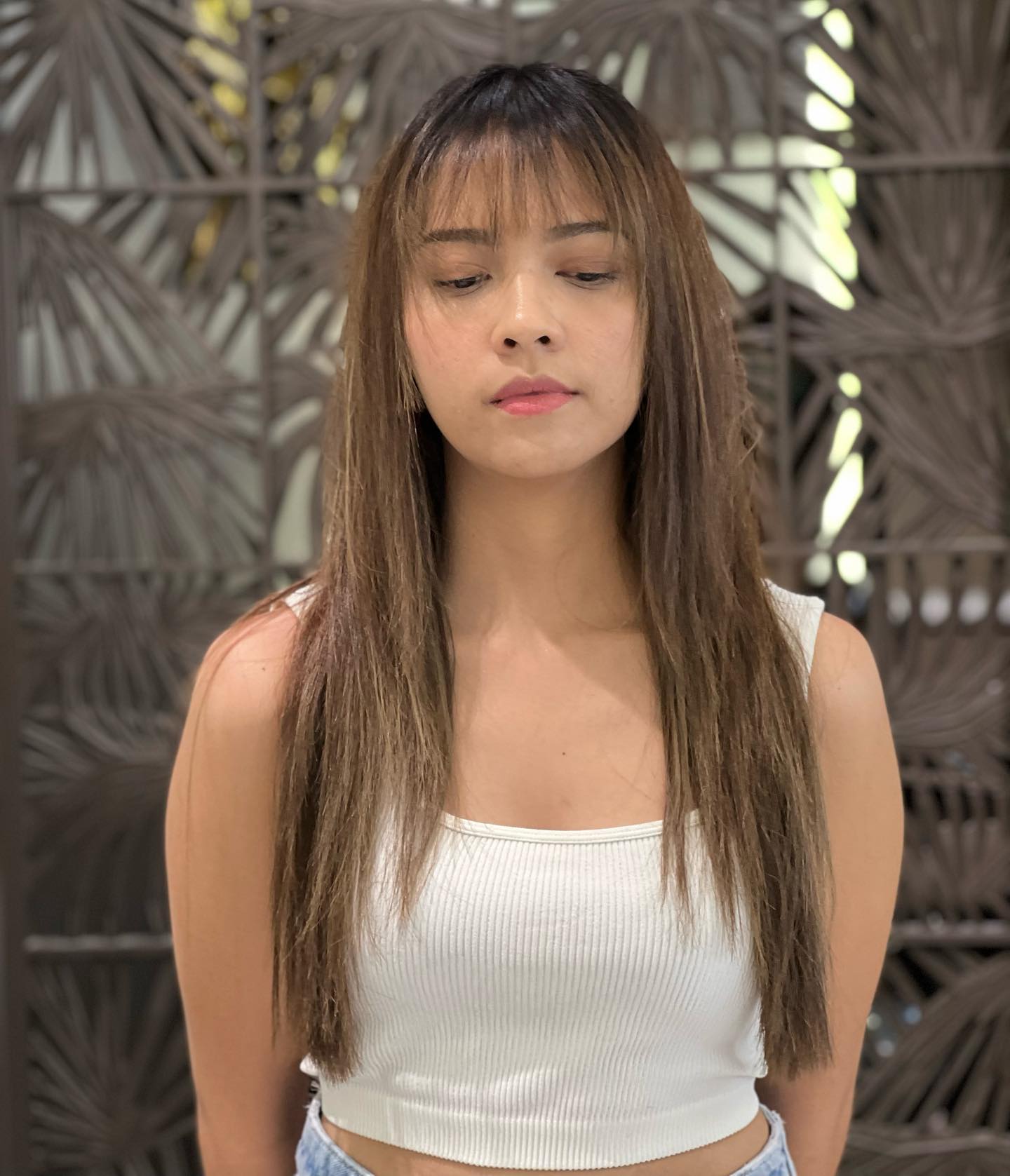 Sleek Long Cut with Soft Straight Bangs