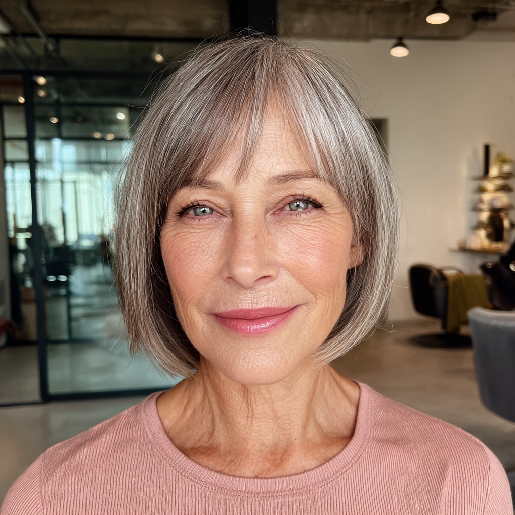 Smooth Blunt Bob with Subtle Bangs