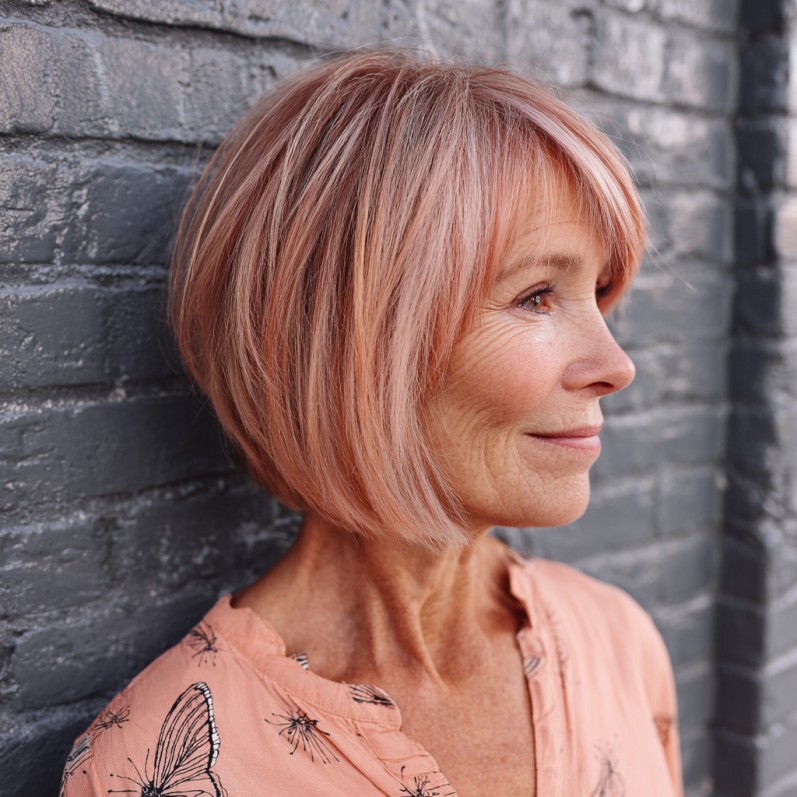 Soft Blush A-Line Bob with Subtle Layers