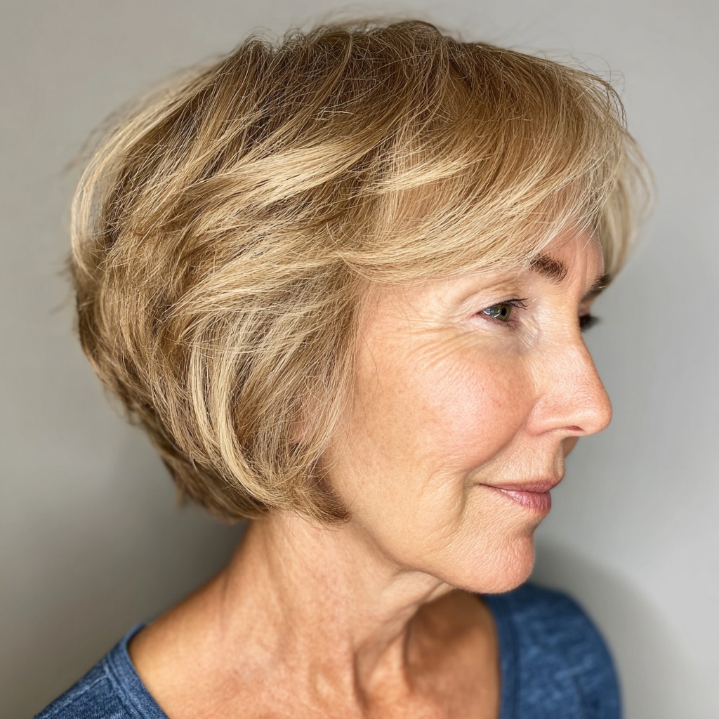 Soft Layered Bob with Gentle Blonde Highlights