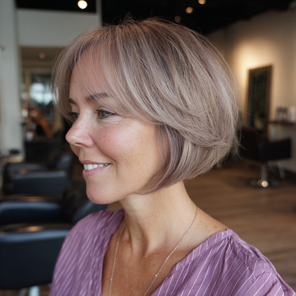 Soft Layered Inverted Bob with Subtle Highlights
