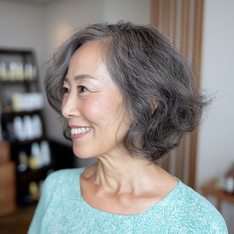 Soft Textured A-Line Bob with Gentle Waves