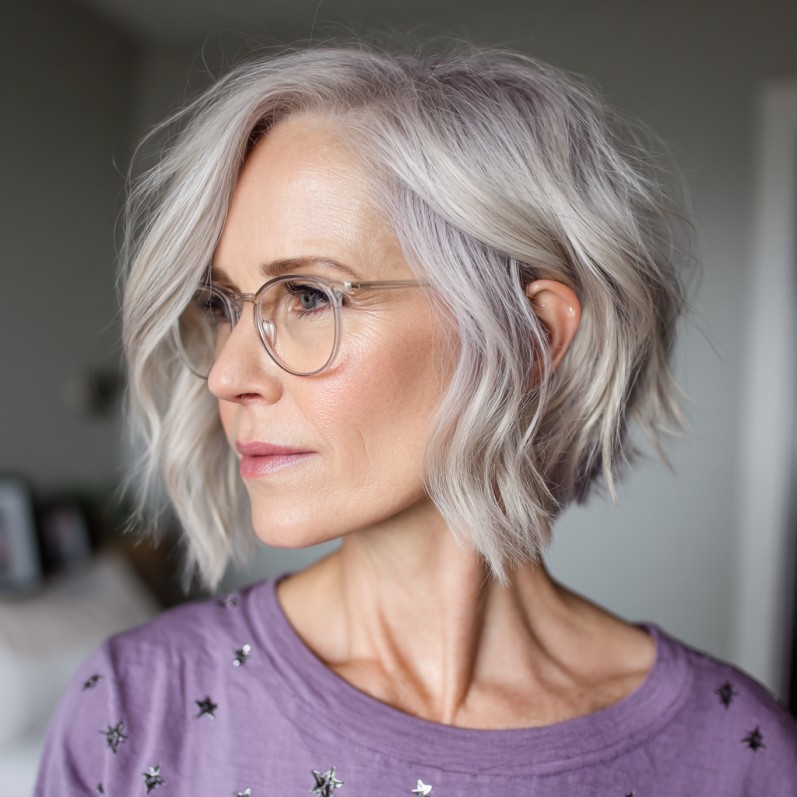 Soft Textured A-Line Bob with Light Waves