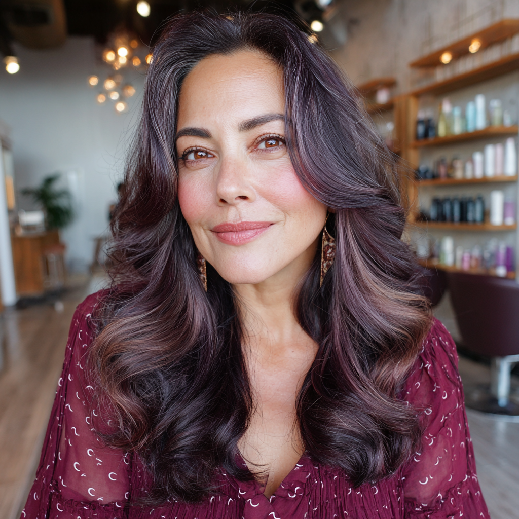 Soft Vintage Waves with Rich Plum Highlights