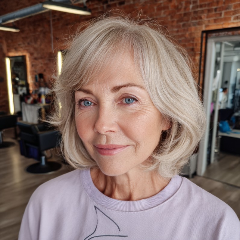 Softly Layered Ash Blonde Bob with Subtle Movement