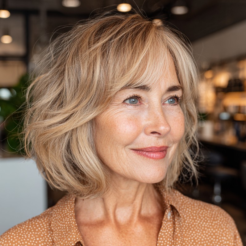 Softly Layered Beachy Bob with Face-Framing Highlights