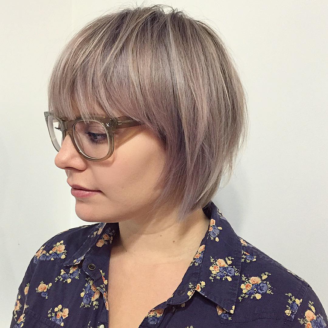 Softly Layered Lavender Bob with Textured Ends