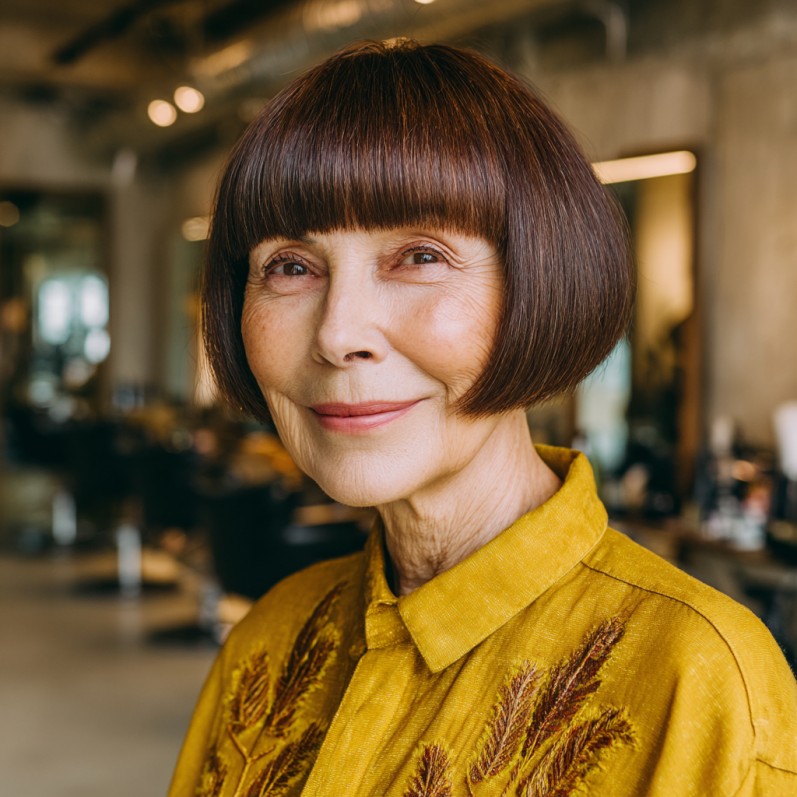 Stylish Blunt Bangs with Modern Bob Cut