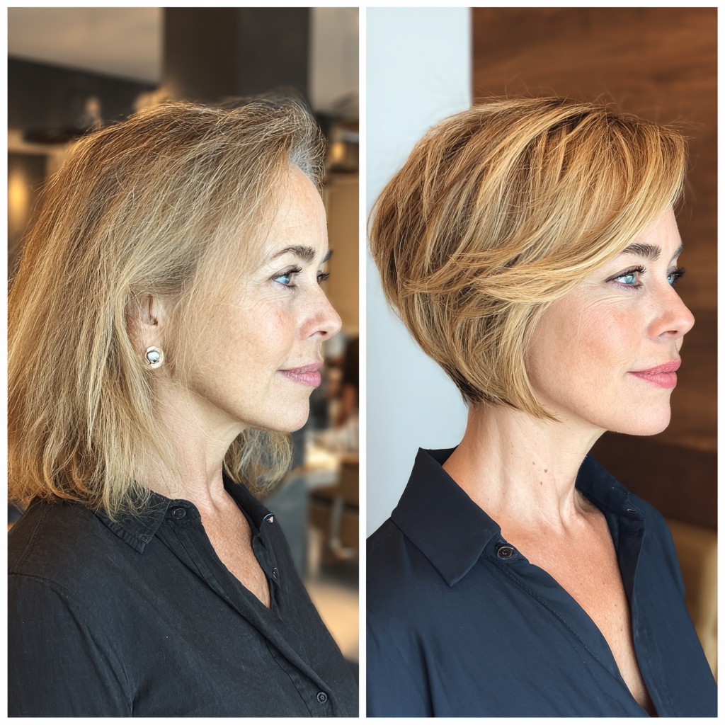 Stylish Golden Layered Inverted Bob with Soft Texture