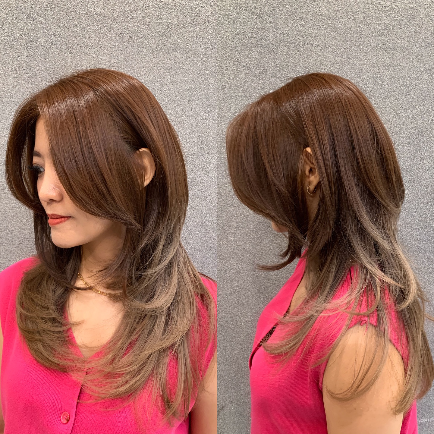 Stylish Long Layered Hush Cut with Subtle Ombre