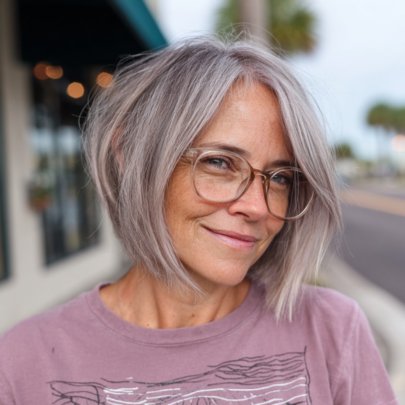 Stylish Softly Layered Asymmetrical Bob