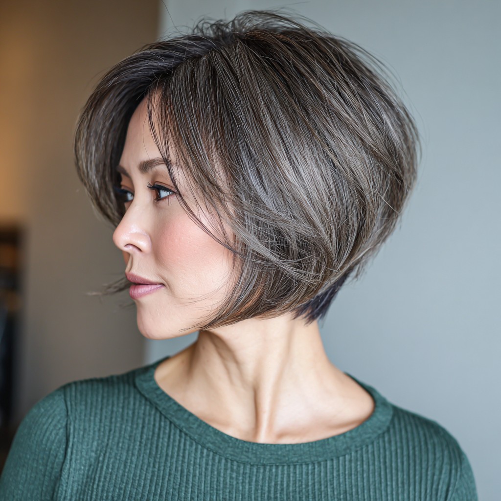Textured Ash Blonde Inverted Bob with Subtle Layers