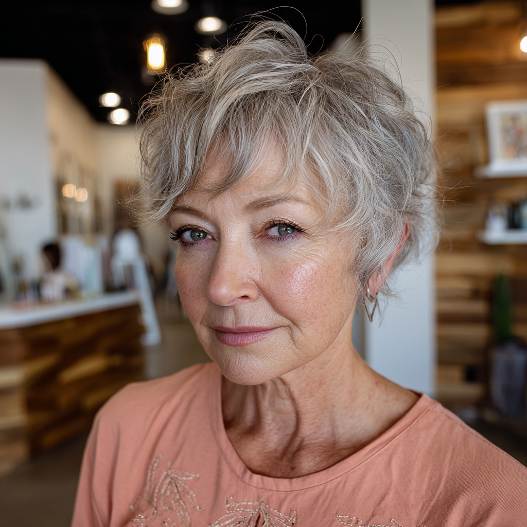 Textured Ash Blonde Pixie with Soft Feathered Layers