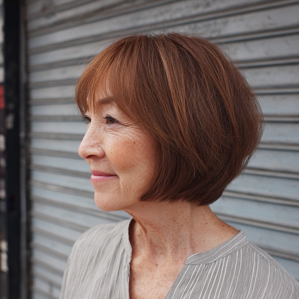 Textured Copper Bob with Soft Fringe