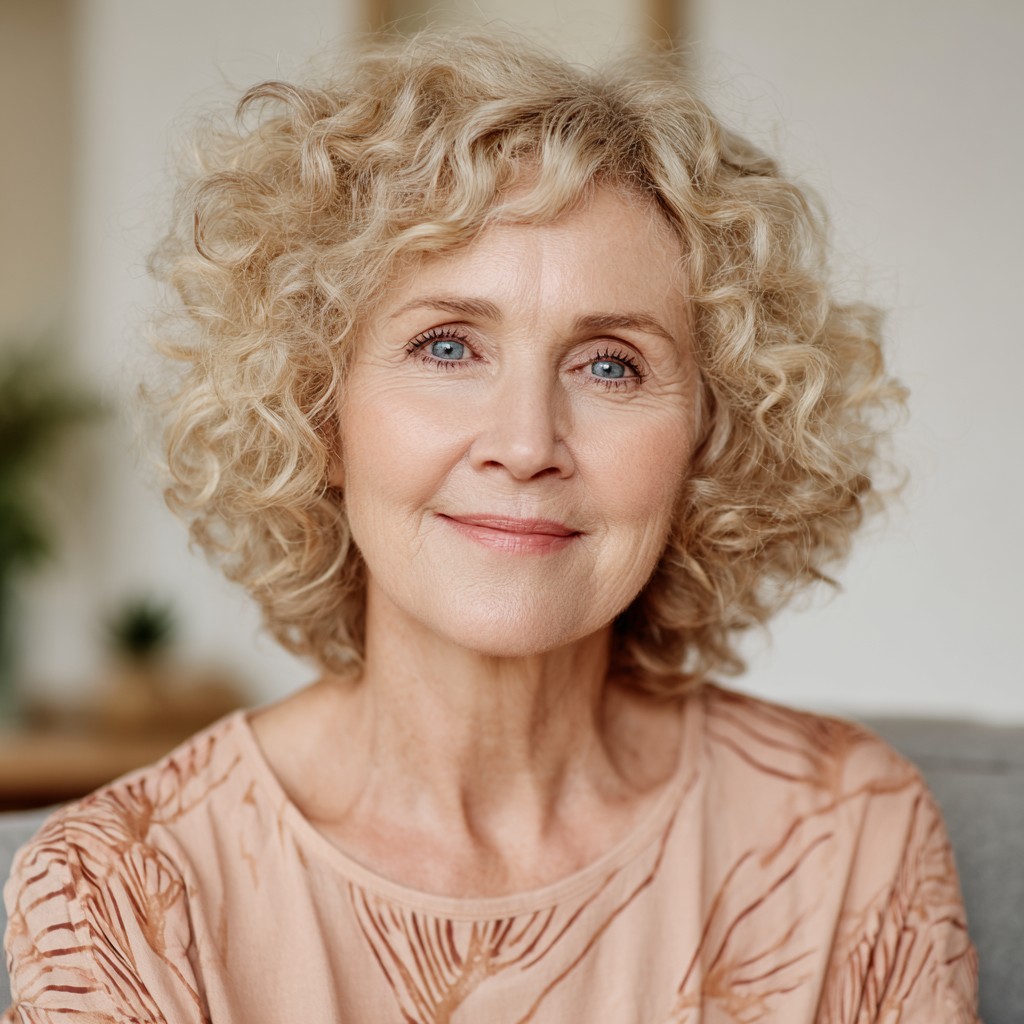 Textured Curly Bob with Soft Blonde Tones